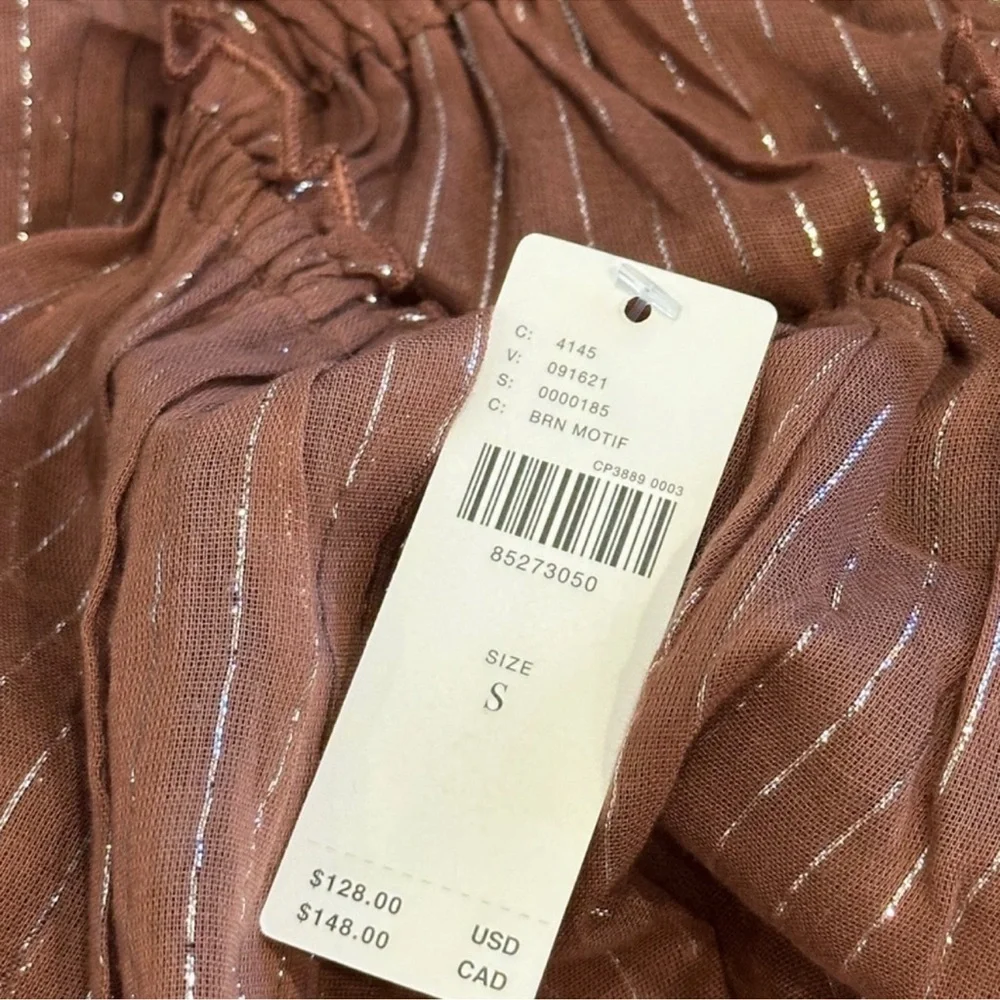 Anthropologie Malika Gauze Dress: Lurex Edition | Breezy Sheer Silhouette NWT - Picture 6 of 7